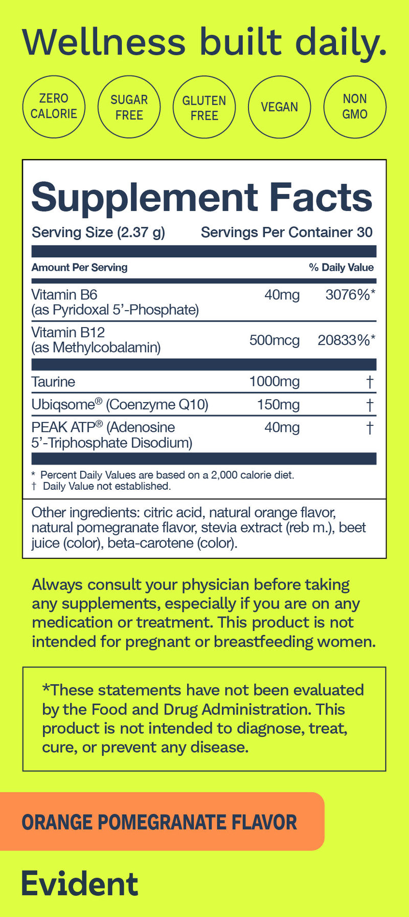 Ageless Energy Nutrition Label Mobile