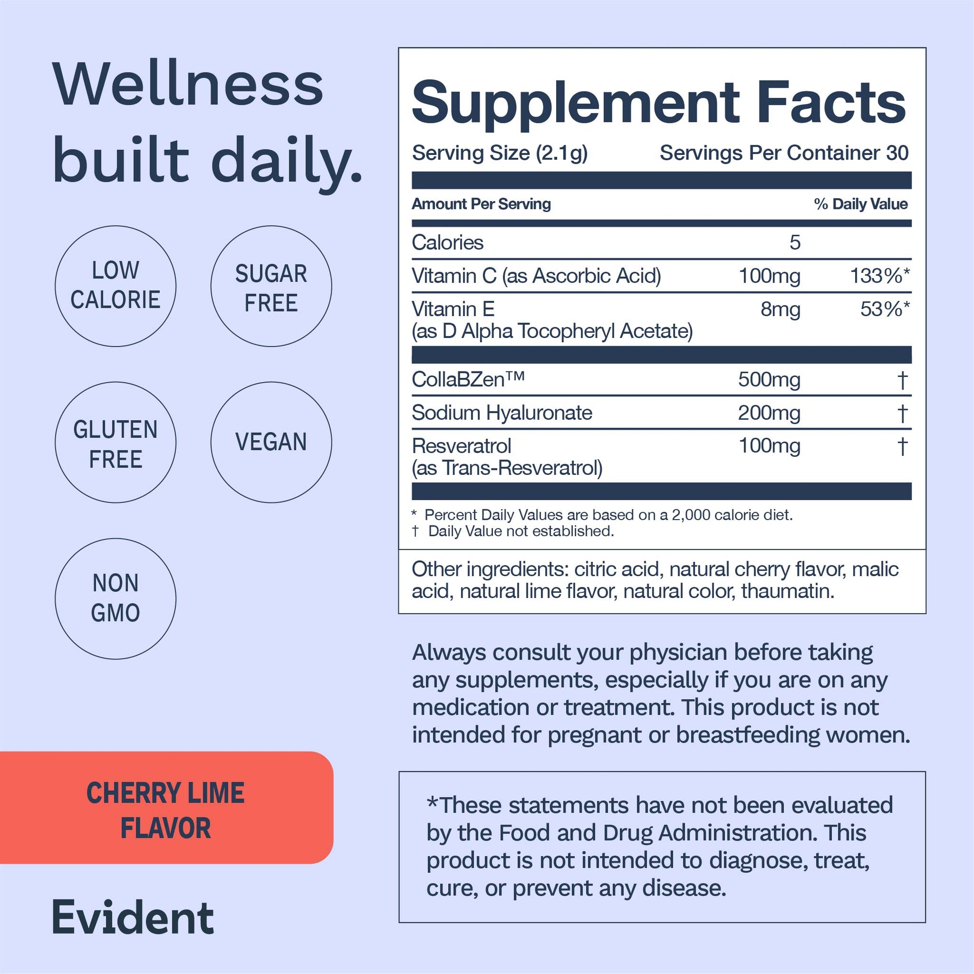 Skin Rejuvenation Nutrition Label
